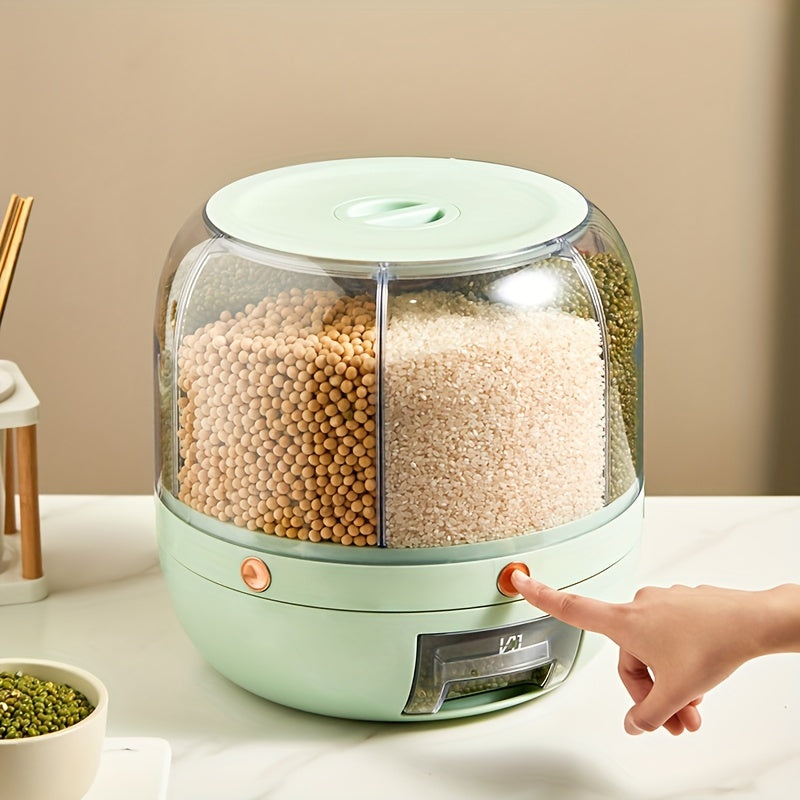 Rotating Grain Storage Container with Lid