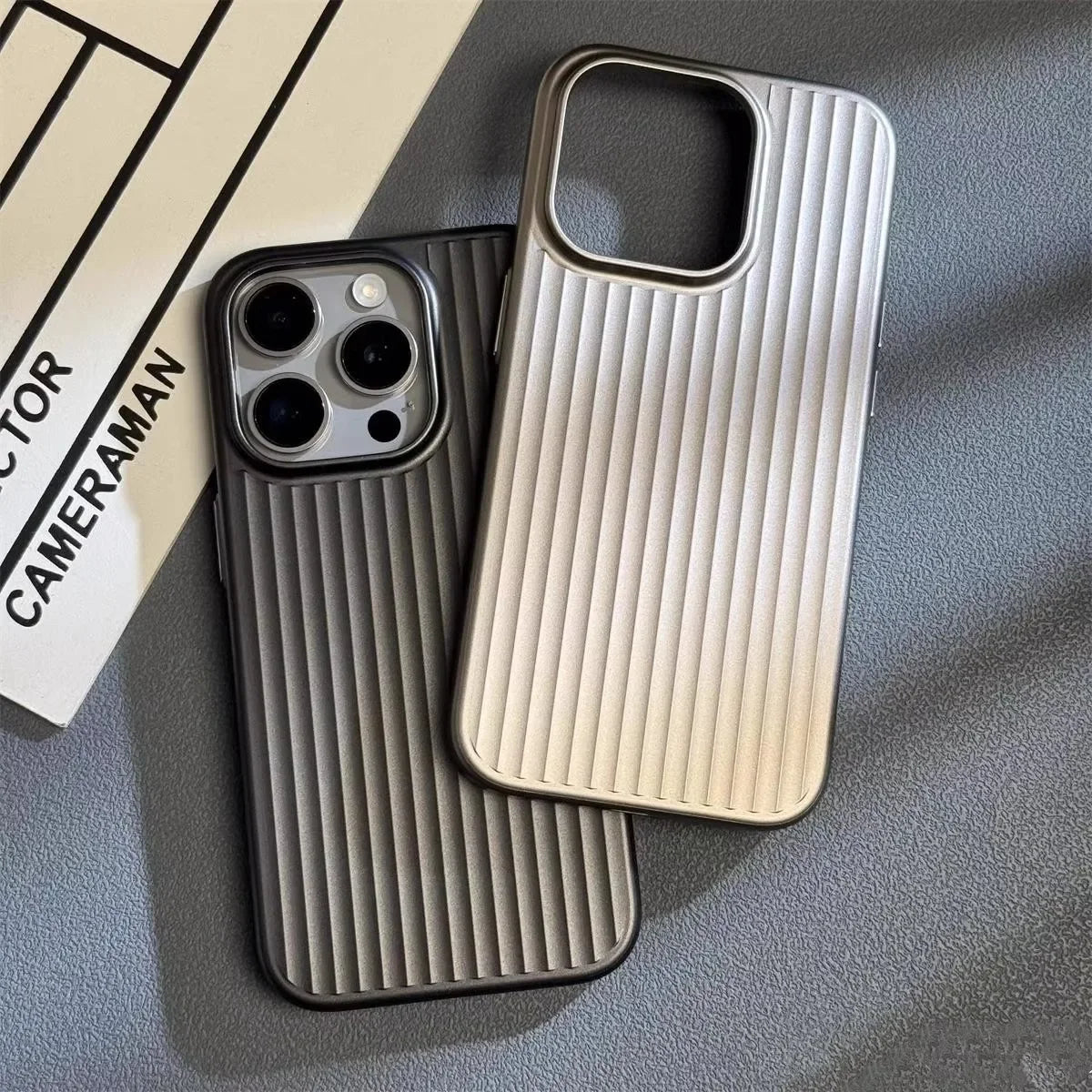 Minimalist Metallic Phone Case with Ribbed Texture