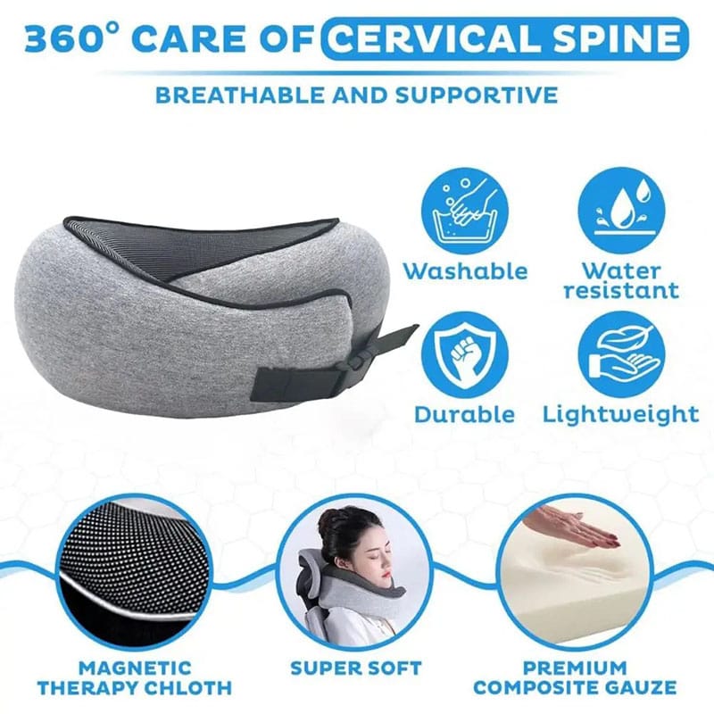 360 Degree Memory Foam Neck Pillow for Travel Comfort