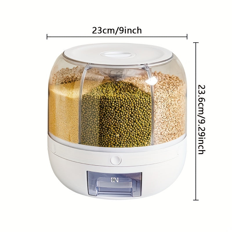 Rotating Grain Storage Container with Lid