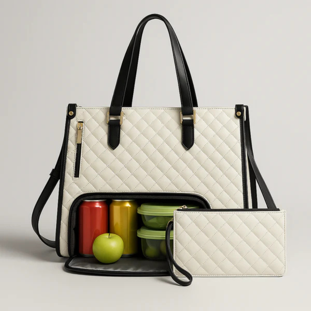 All-in-One Work Quilted Tote Bag with Clutch Purse