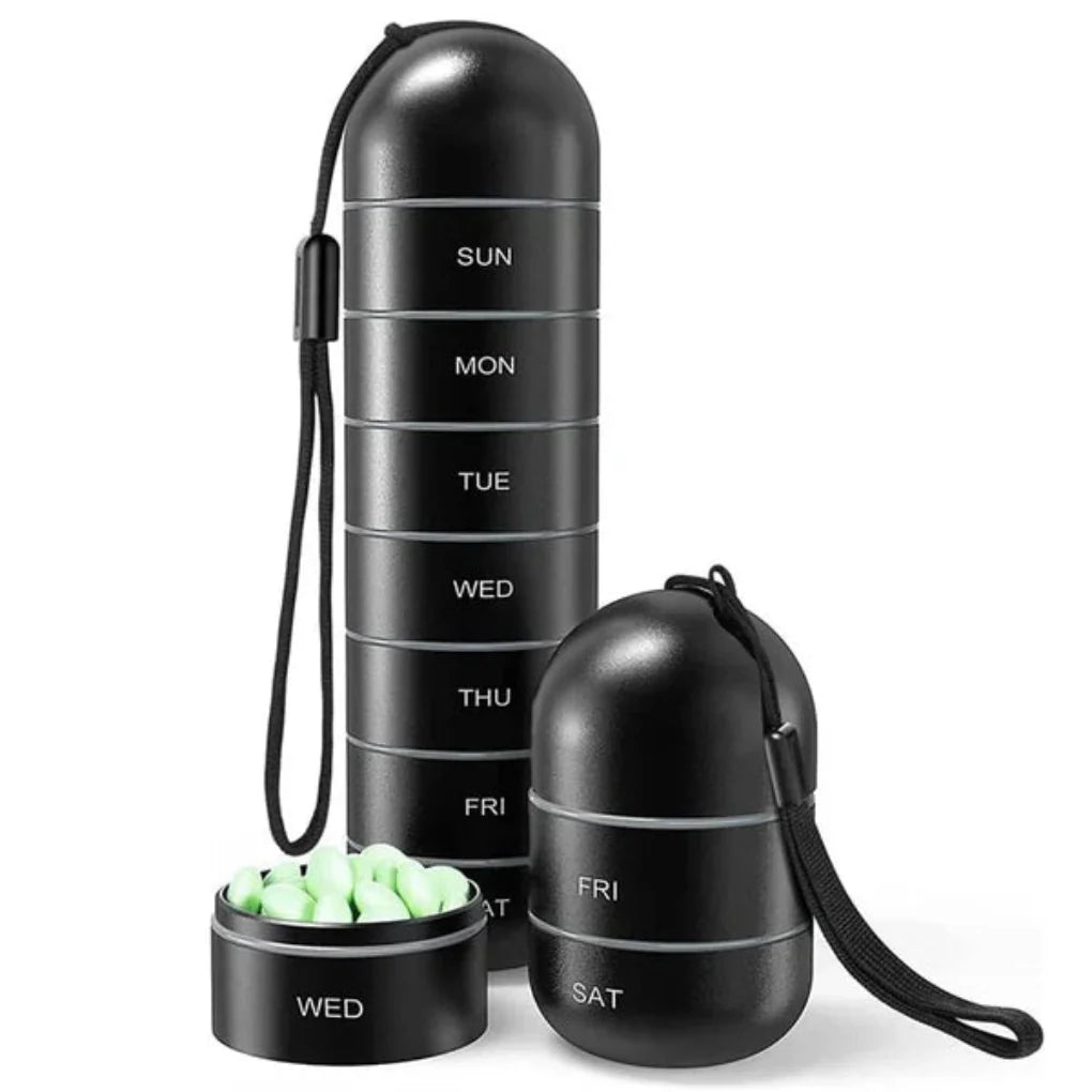 Aluminum 7-Day Portable Pill Organizer for Travel