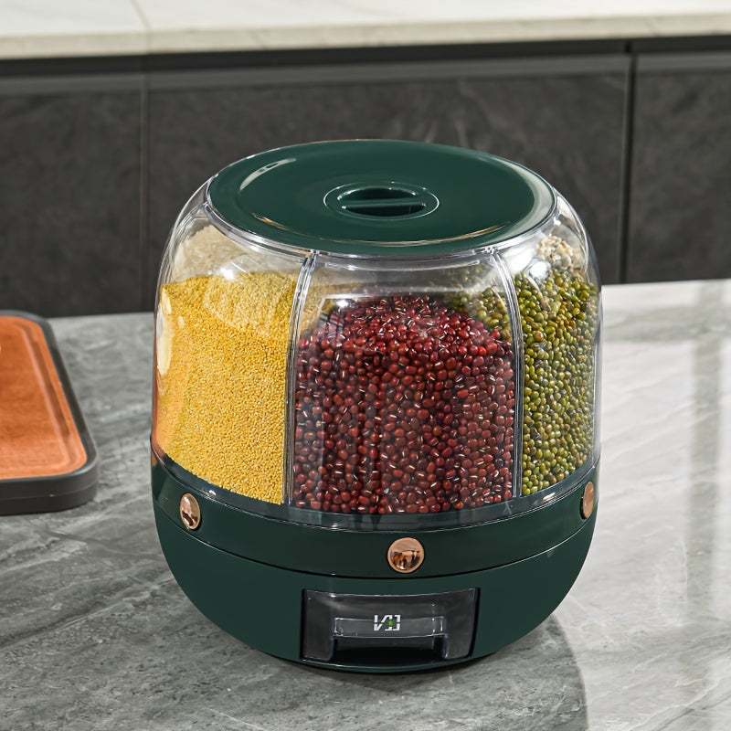 Rotating Grain Storage Container with Lid