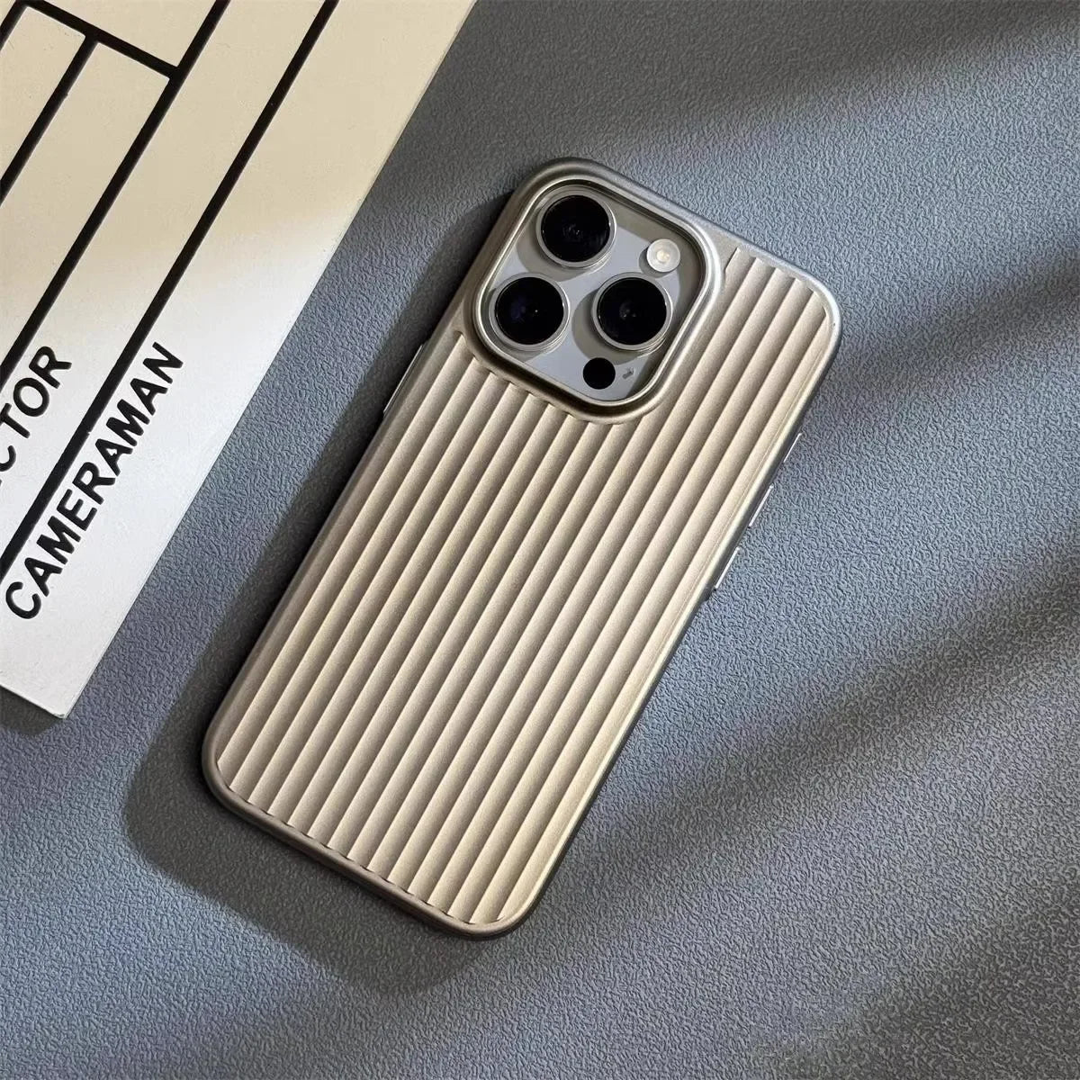 Minimalist Metallic Phone Case with Ribbed Texture