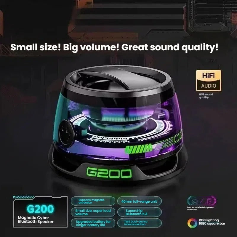 Portable Magnetic Bluetooth Speaker with Deep Bass and RGB