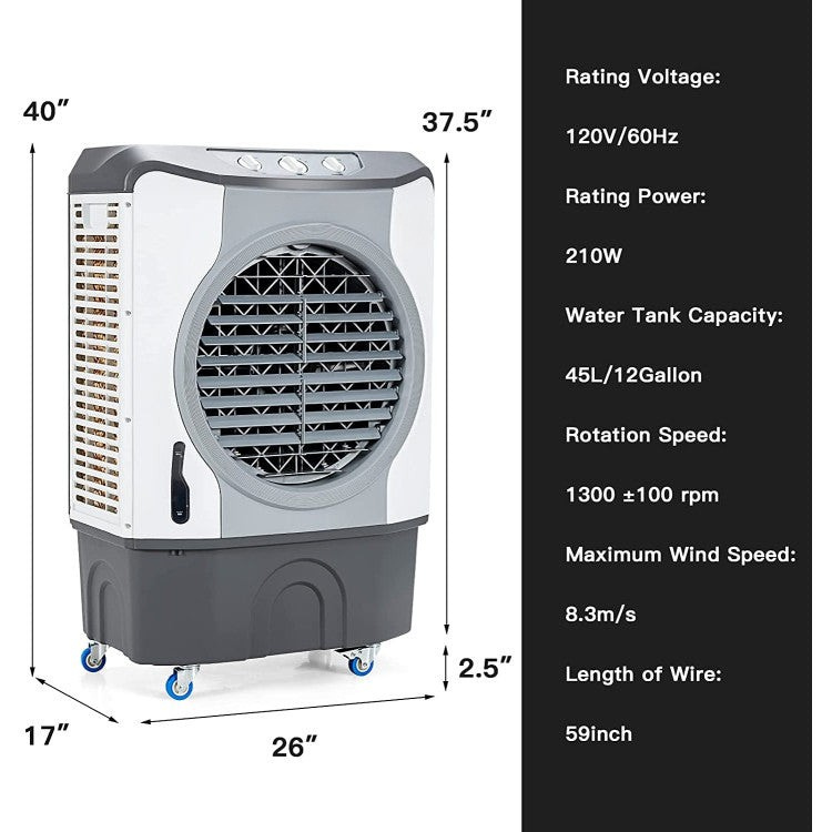 Industrial 4-in-1 Evaporative Air Cooler with 45L Tank