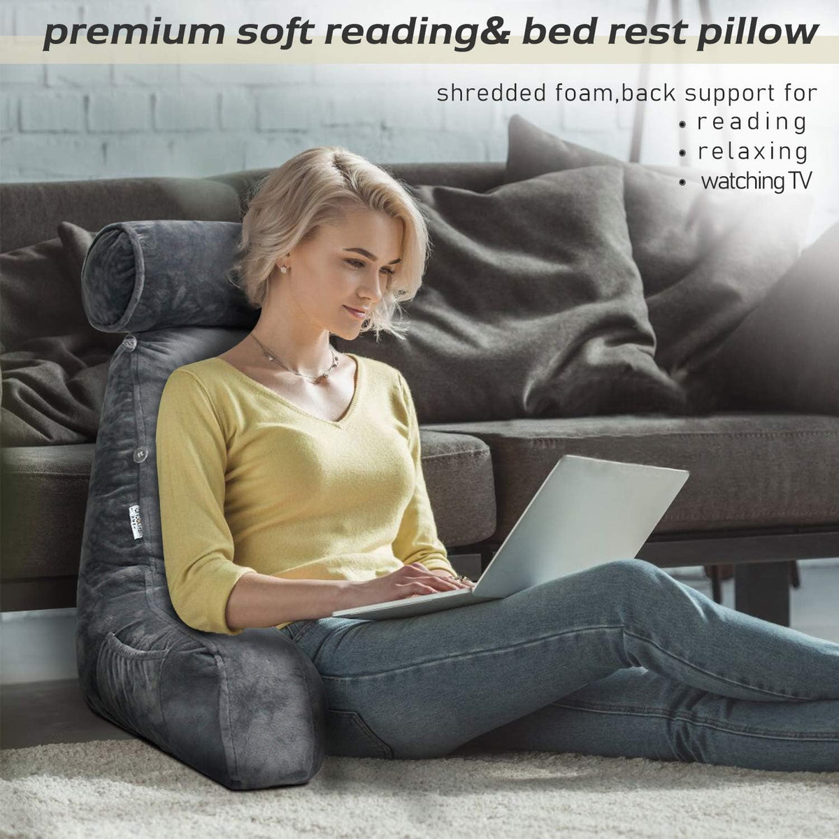 Reading Bed Pillow with Arm Support