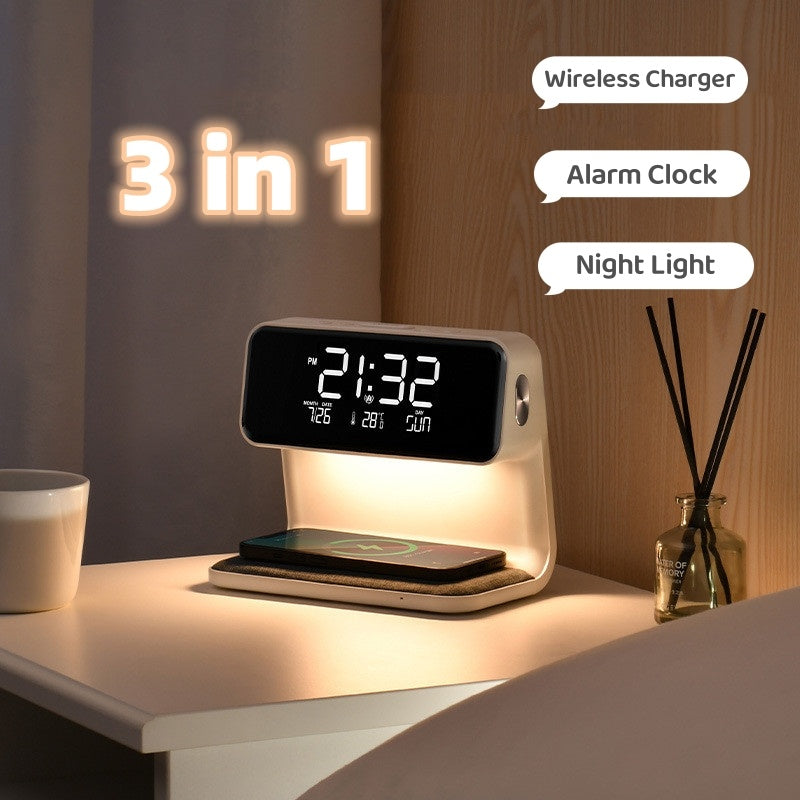 Digital 3-in-1 Bedside Lamp with Wireless Charger