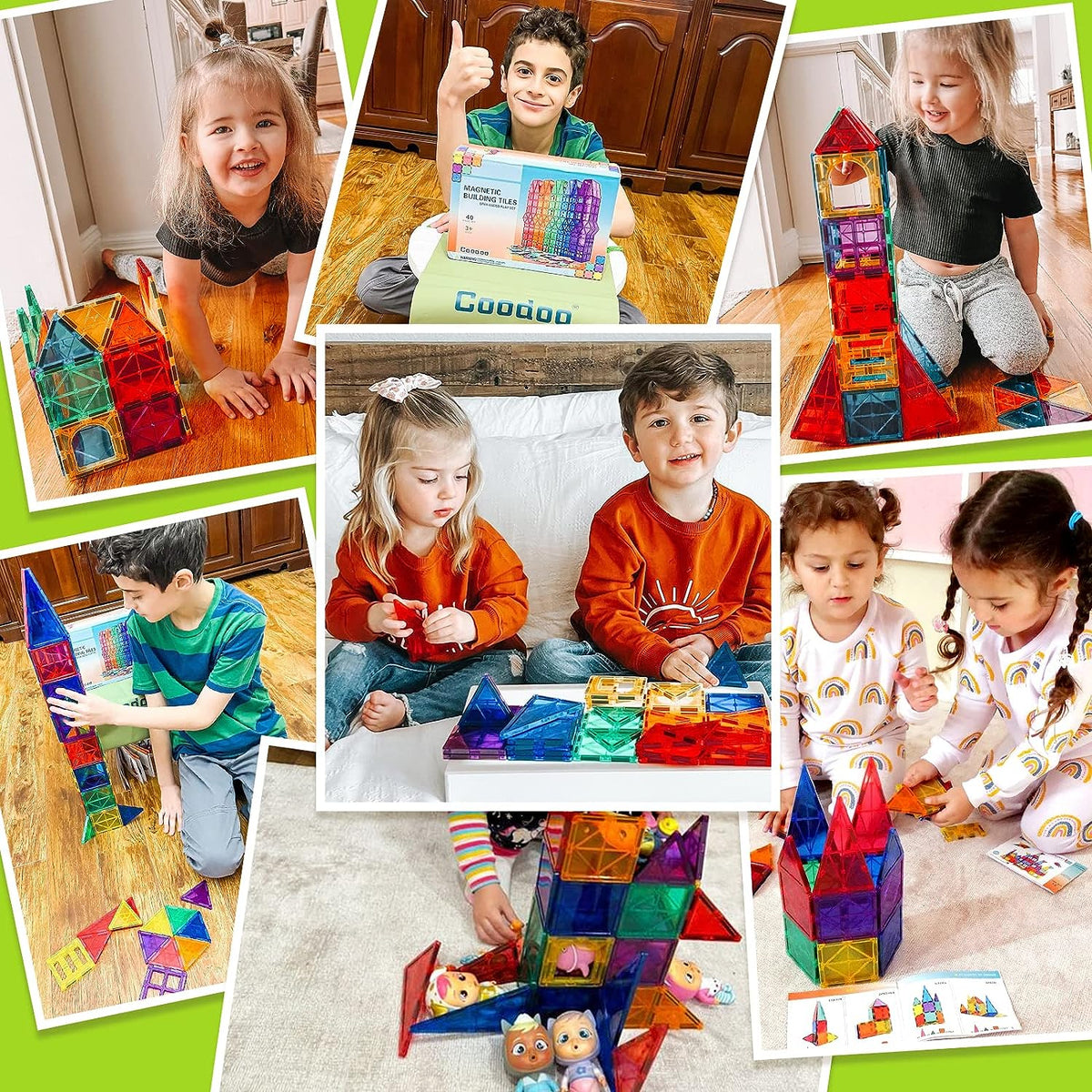 Montessori Magnetic Tiles Building Set with 40 Pieces for STEM Learning