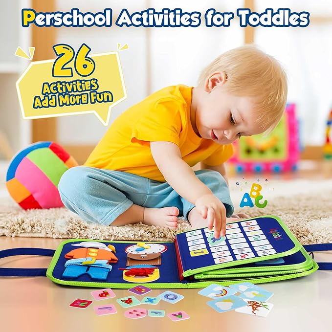 Montessori Toddler Busy Board with Dressing Activities