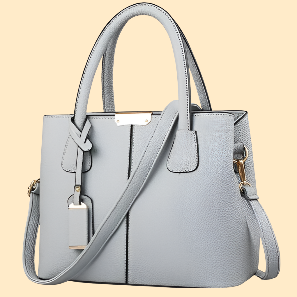 Pebbled Leather Tote Bag with Top Handles & Adjustable Crossbody Strap