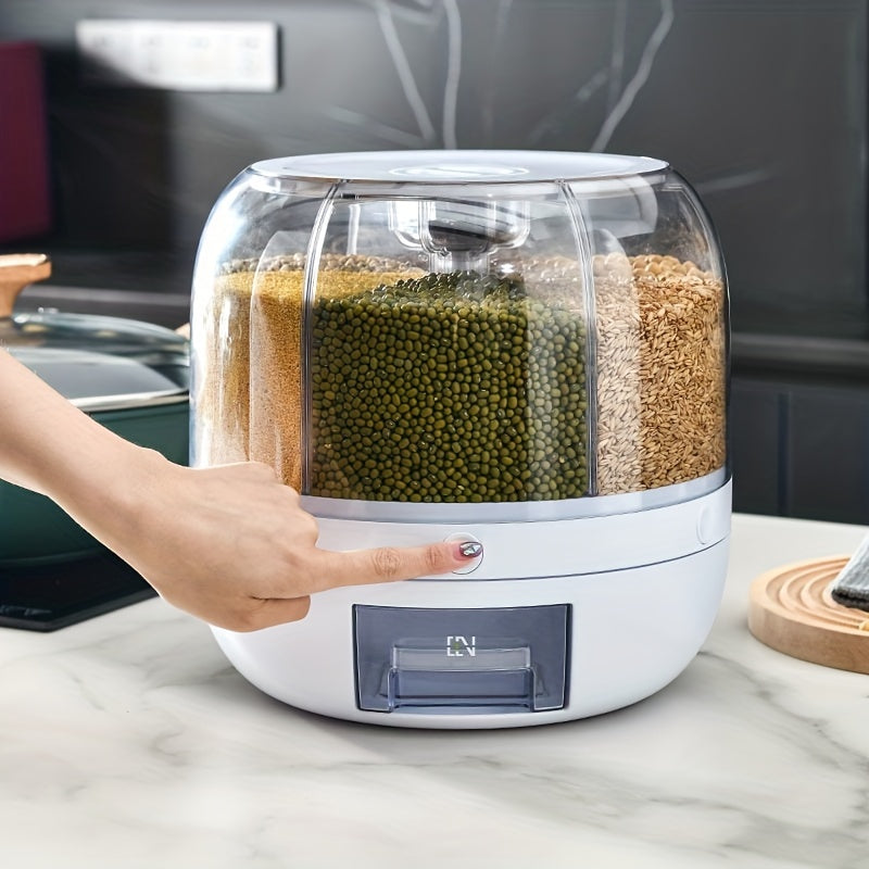 Rotating Grain Storage Container with Lid
