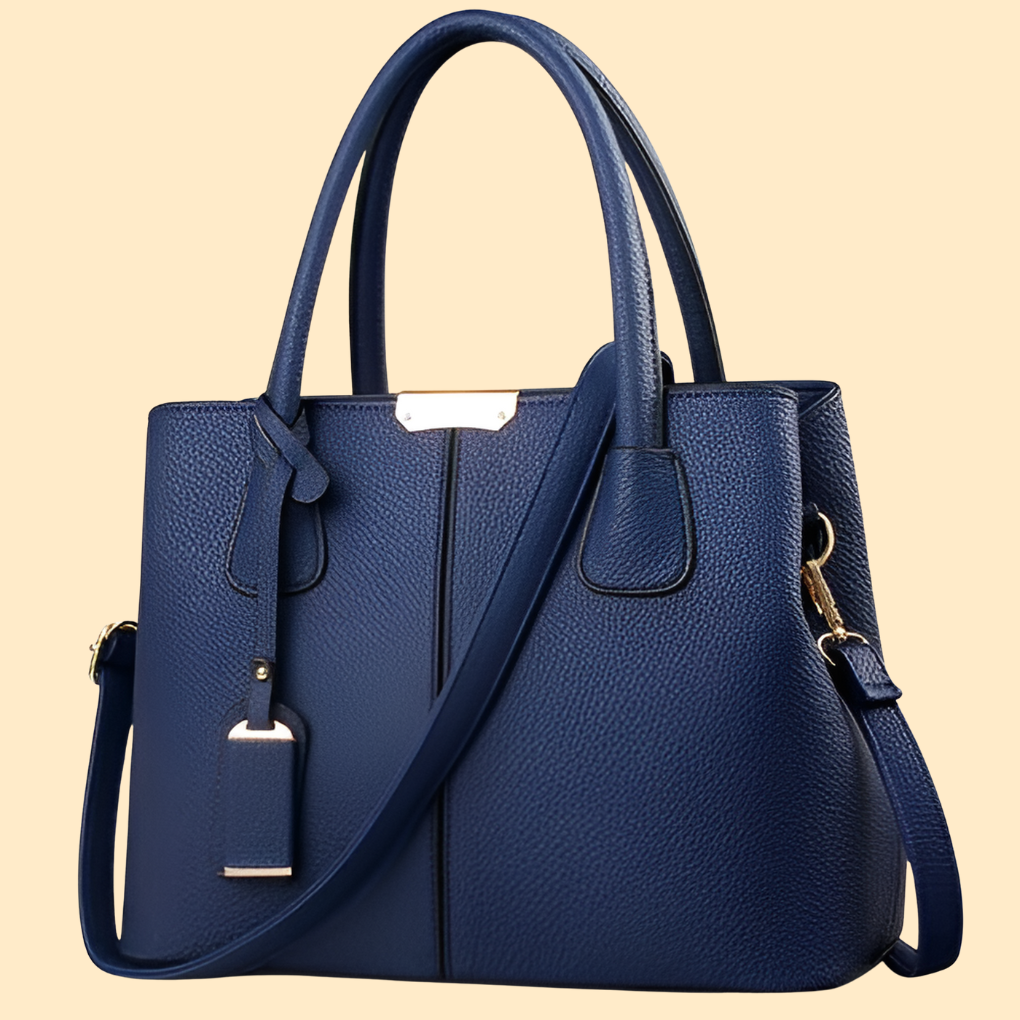 Pebbled Leather Tote Bag with Top Handles & Adjustable Crossbody Strap