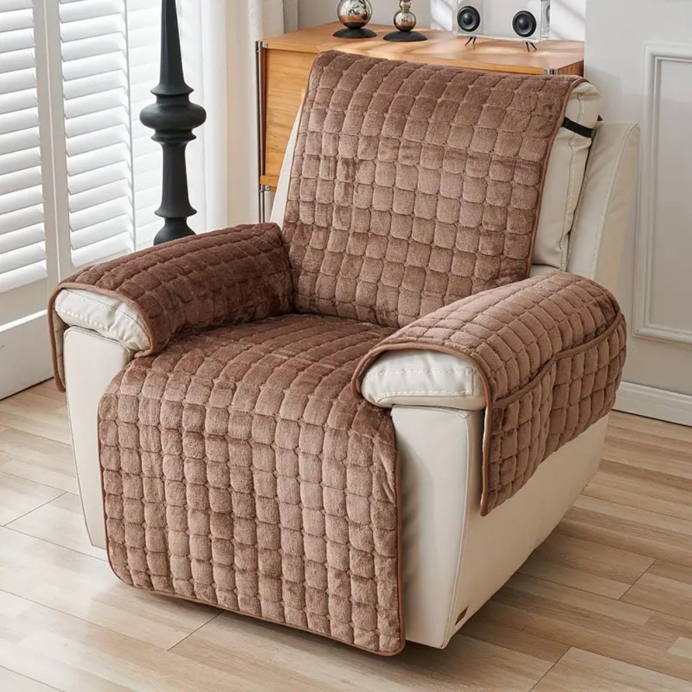 Recliner Cover with Plush Texture and Protective Arm Covers