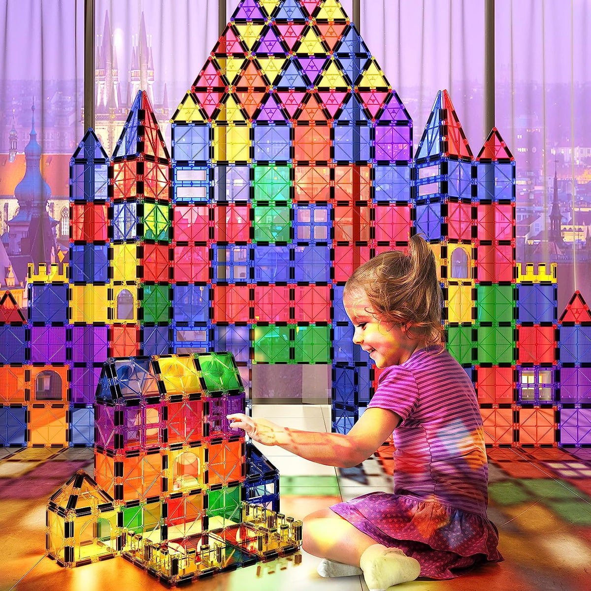 Montessori Magnetic Tiles Building Set with 40 Pieces for STEM Learning