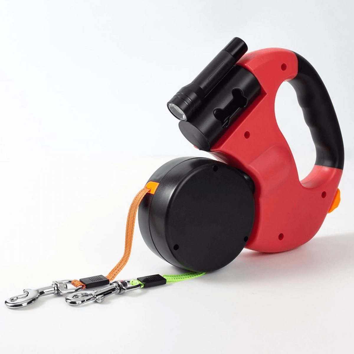 Dual Dog Leash with Tangle-Free Swivel and Flashlight