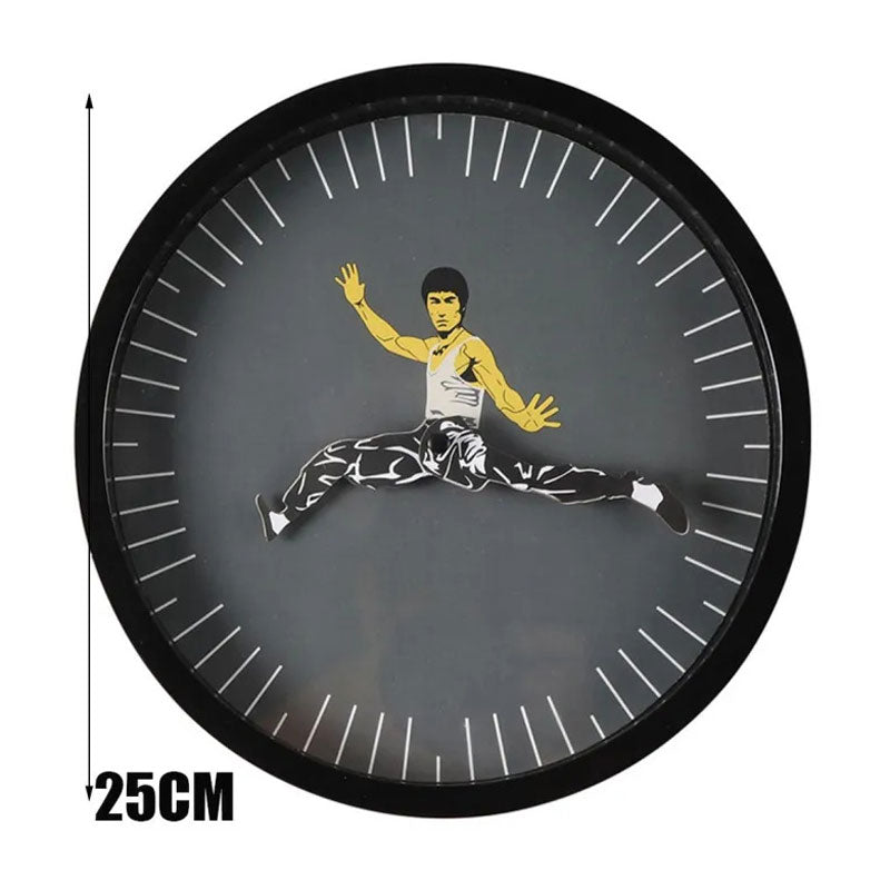 Circular Bruce Lee Kung Fu Wall Clock for Unique Home Decor