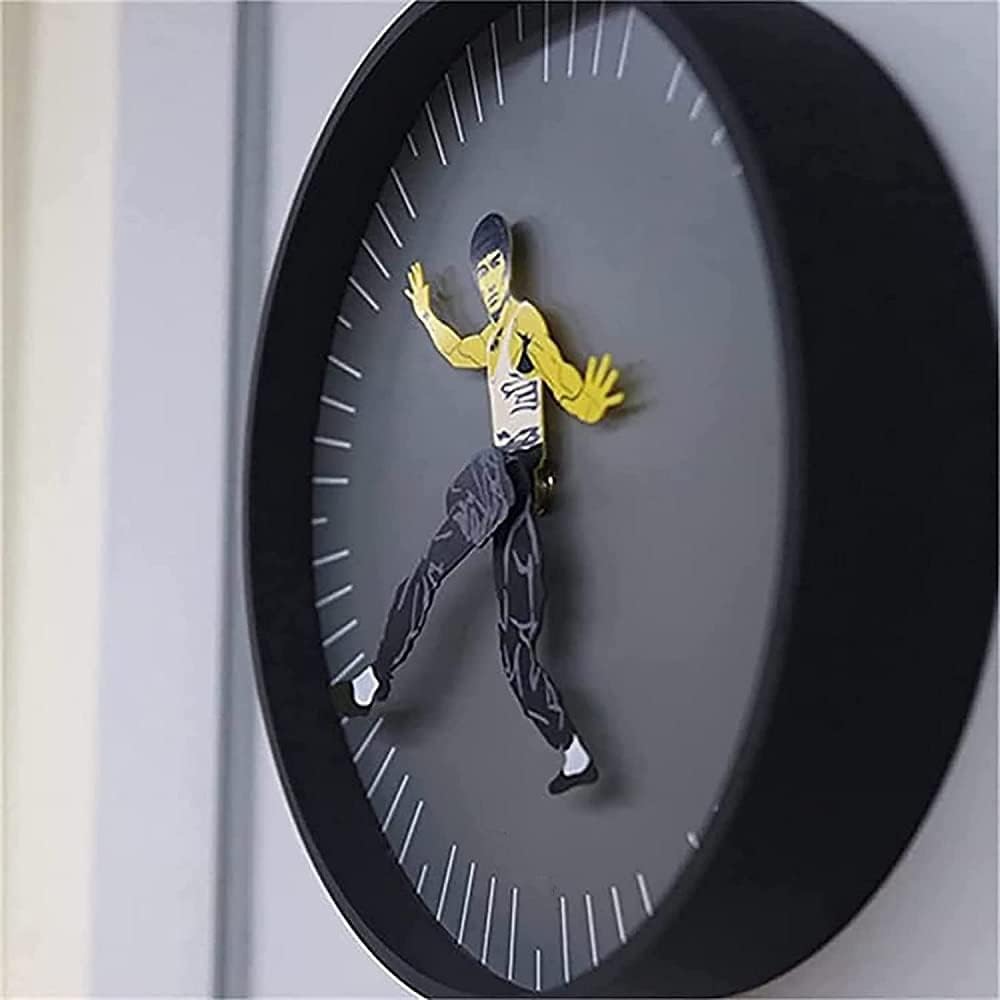 Circular Bruce Lee Kung Fu Wall Clock for Unique Home Decor