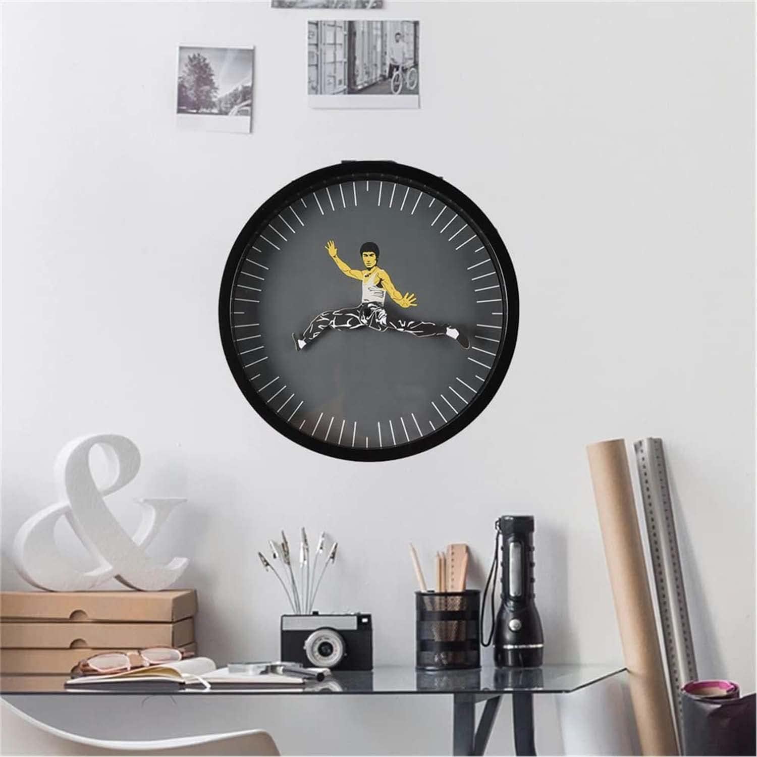 Circular Bruce Lee Kung Fu Wall Clock for Unique Home Decor