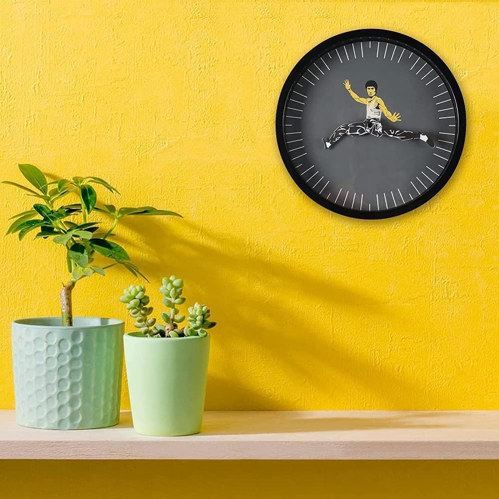 Circular Bruce Lee Kung Fu Wall Clock for Unique Home Decor