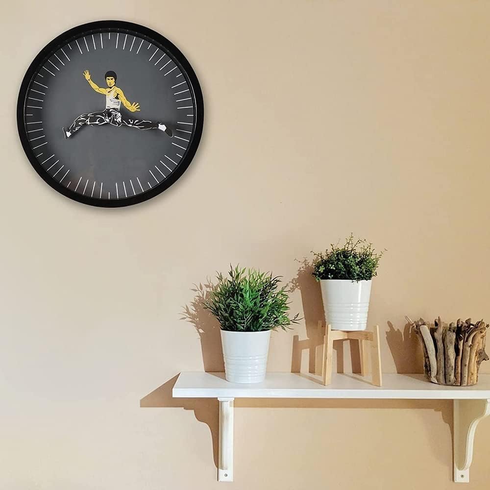 Circular Bruce Lee Kung Fu Wall Clock for Unique Home Decor