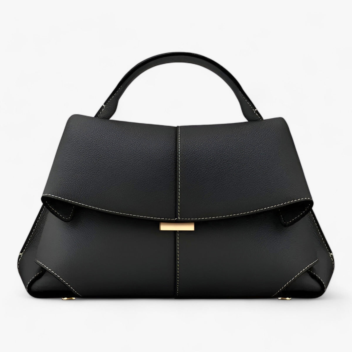 Elegant Leather Handbag for Women - Pleated Single