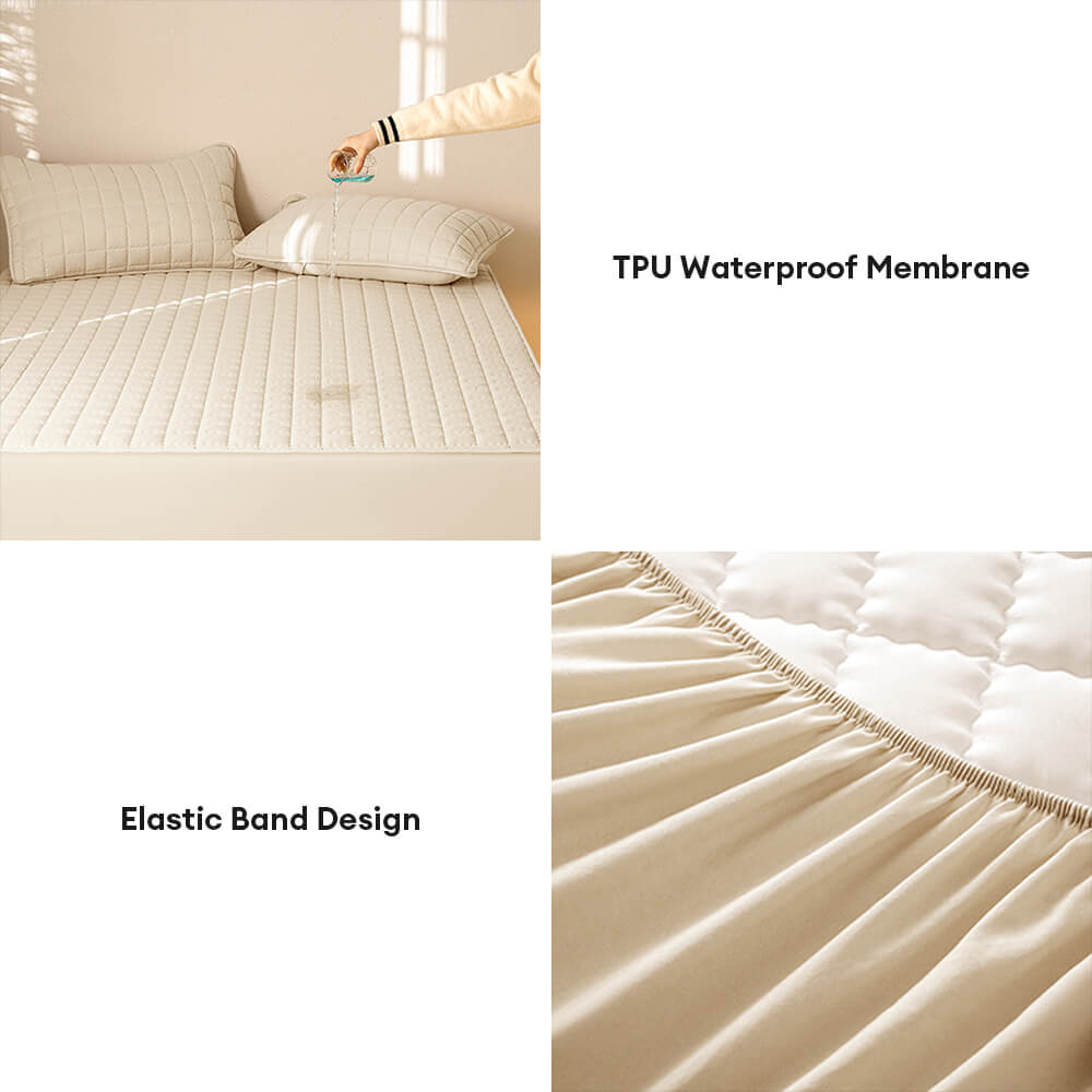 Waterproof Quilted Thick Bedsheet with Elastic Edges