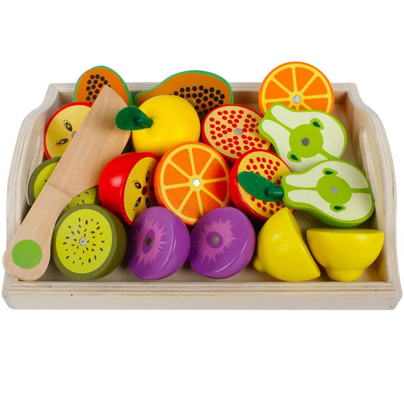 Montessori Wooden Fruits & Vegetables Kitchen Toy Set