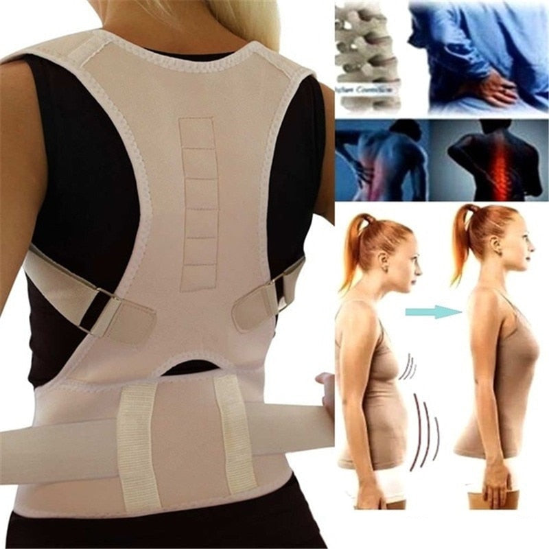 Adjustable Magnetic Back Support Brace with Posture Alignment
