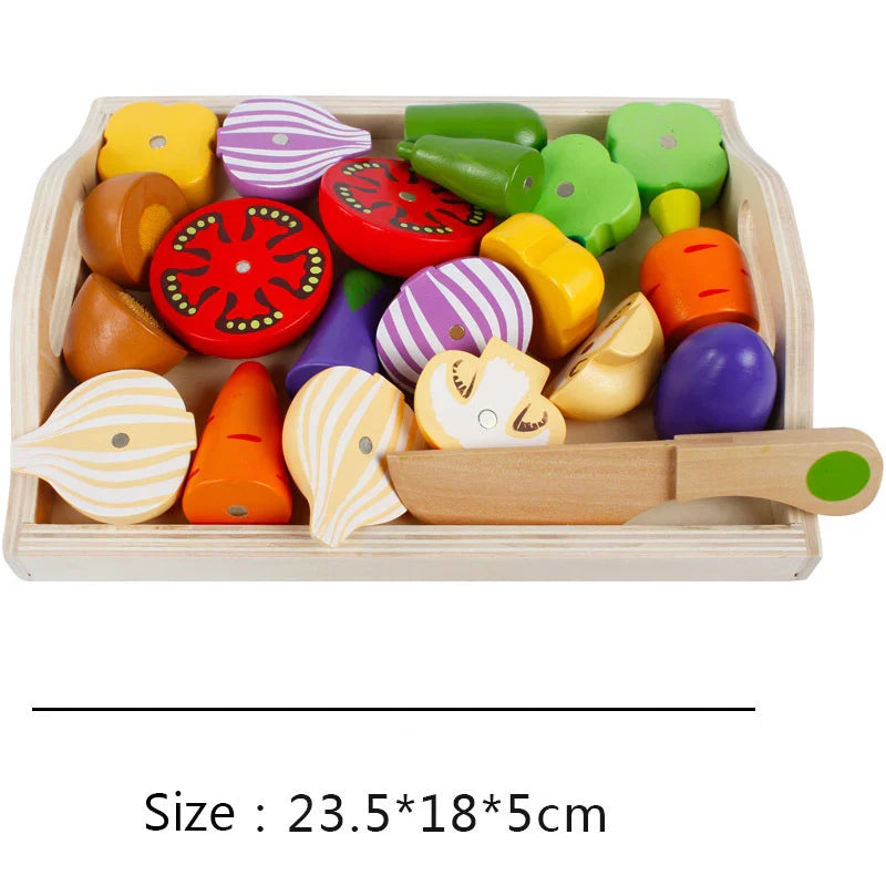Montessori Wooden Fruits & Vegetables Kitchen Toy Set
