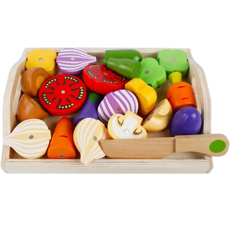 Montessori Wooden Fruits & Vegetables Kitchen Toy Set