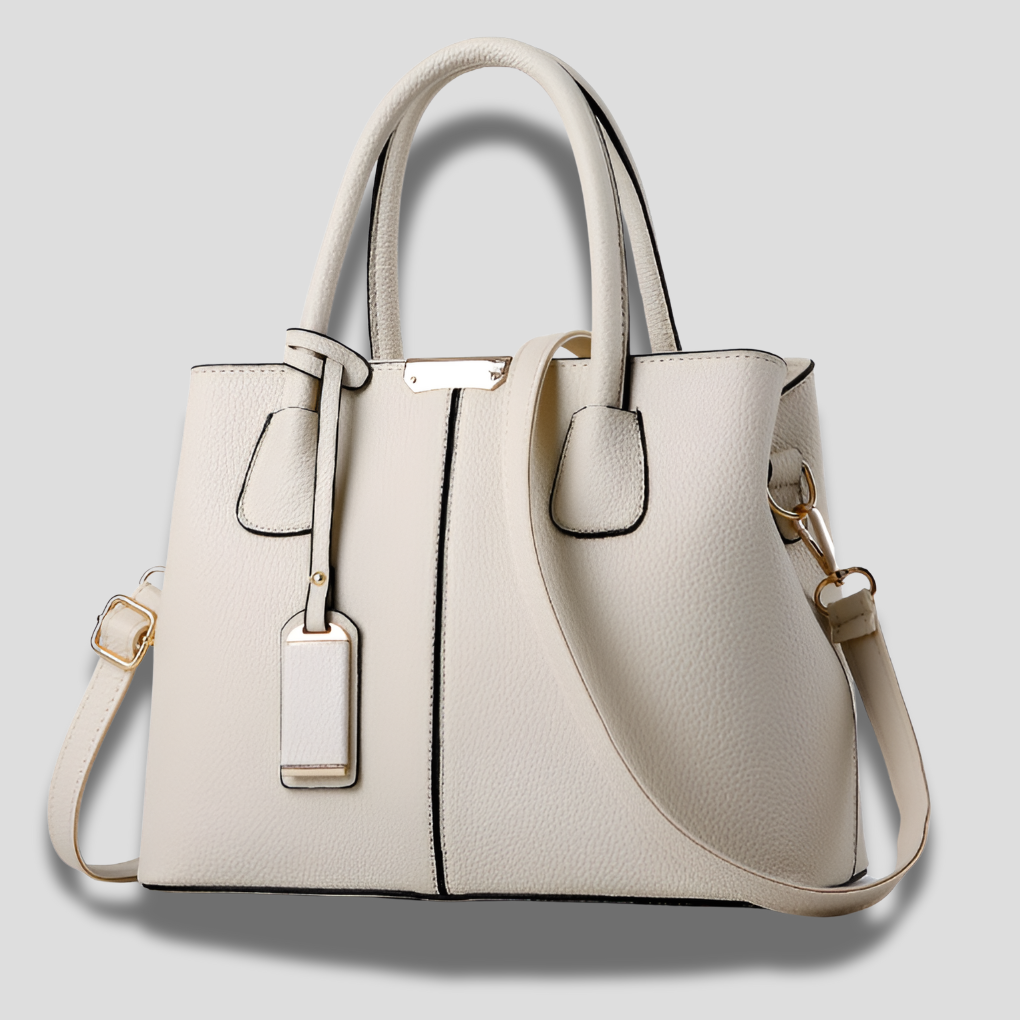 Pebbled Leather Tote Bag with Top Handles & Adjustable Crossbody Strap