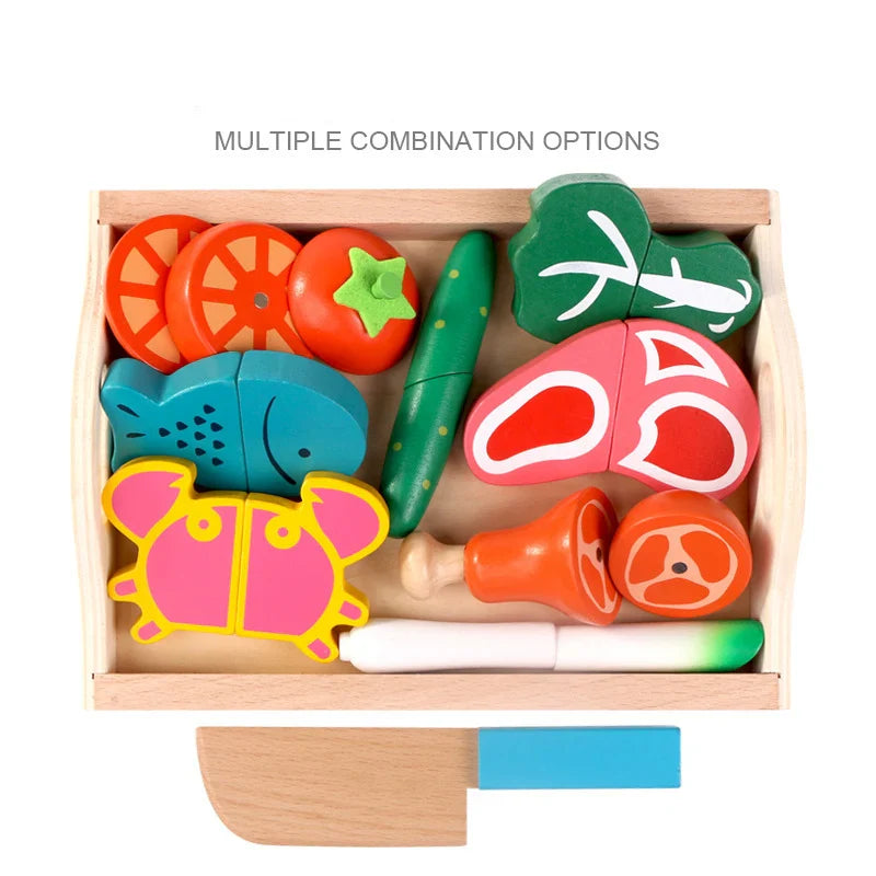 Montessori Wooden Fruits & Vegetables Kitchen Toy Set