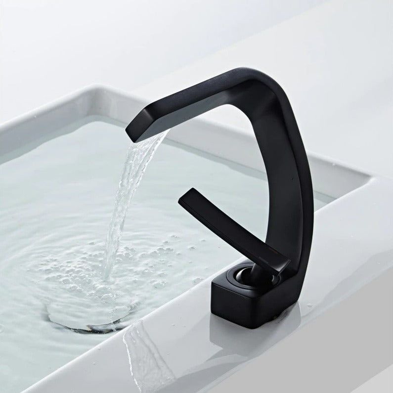 Hot and Cold Curved Faucet - Deck Mounted Waterfall