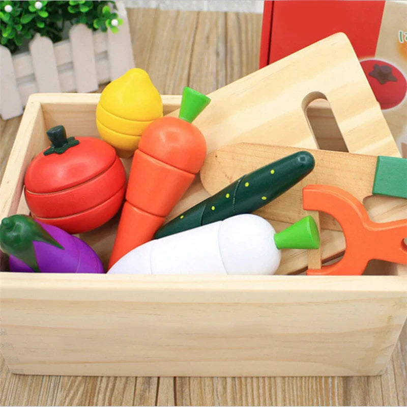 Montessori Wooden Fruits & Vegetables Kitchen Toy Set