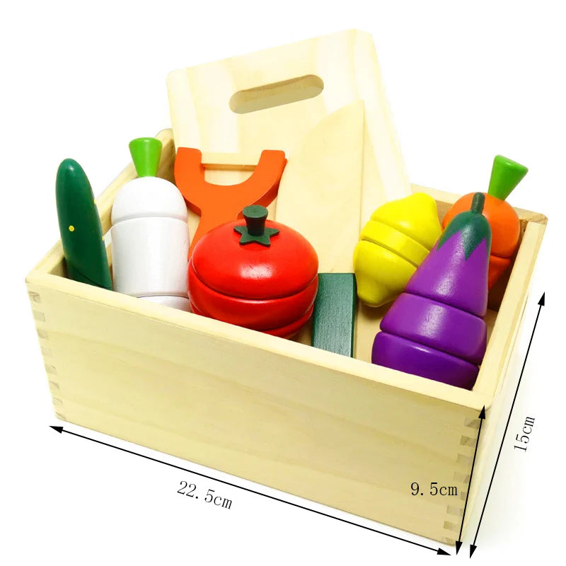Montessori Wooden Fruits & Vegetables Kitchen Toy Set