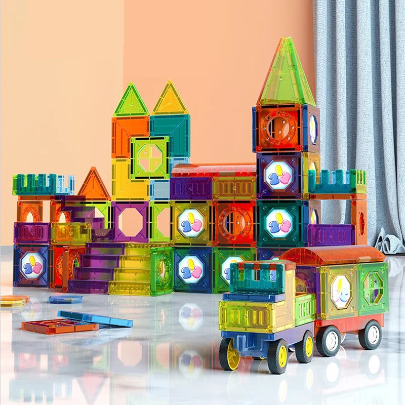 Magnetic Building Blocks Set with LED Lights for Creative Play