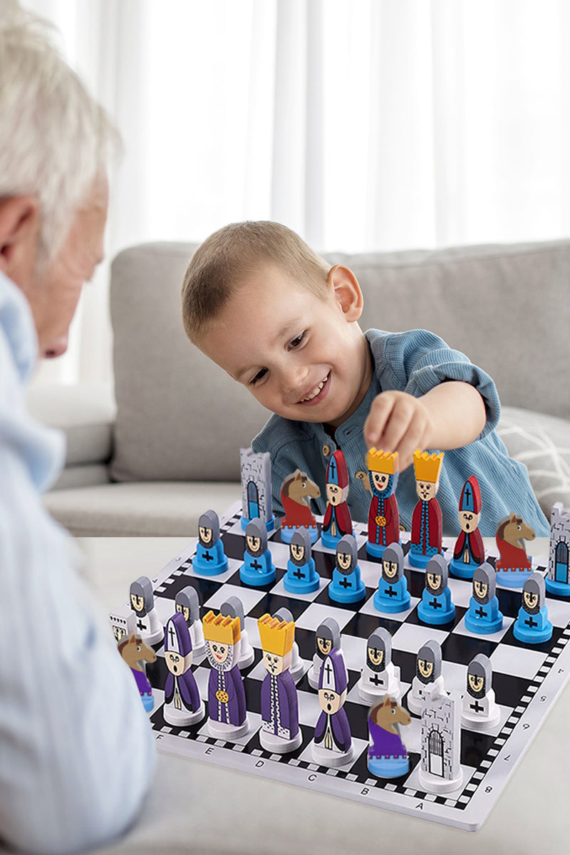Wooden Chess Set for Kids with Educational Strategy Play