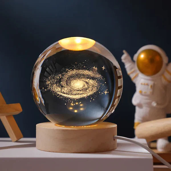 Solar Space Crystal Ball Light for Ambient Decor with Astronaut