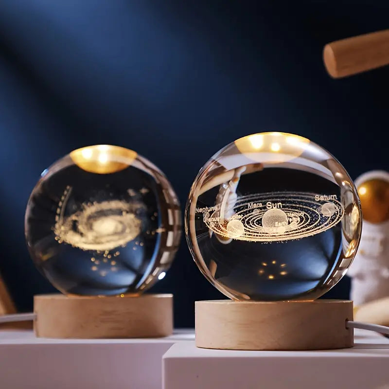 Solar Space Crystal Ball Light for Ambient Decor with Astronaut