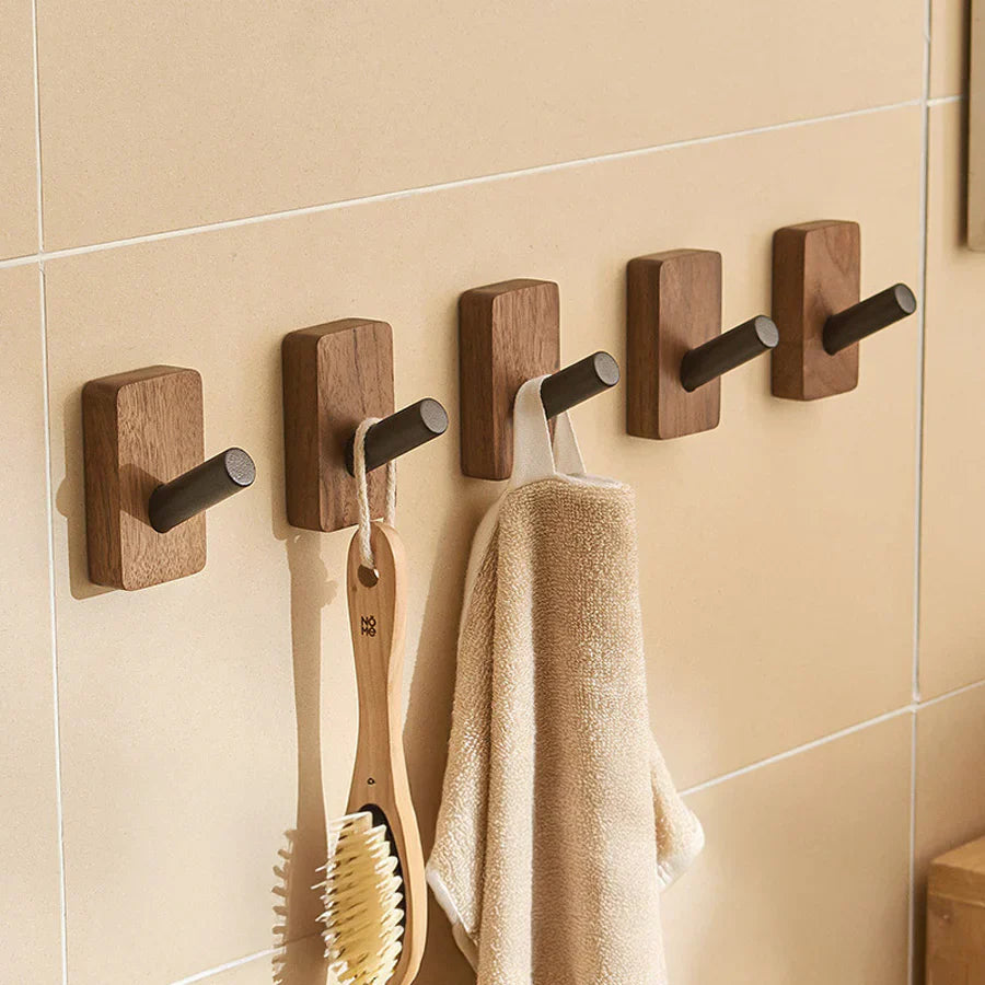 Self Adhesive Wood and Metal Wall Hook - Hanging Rack