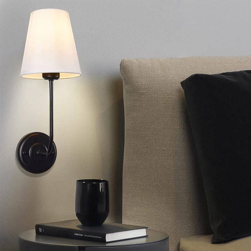 Modern Wall Sconce with Brass Arm and Linen Shade