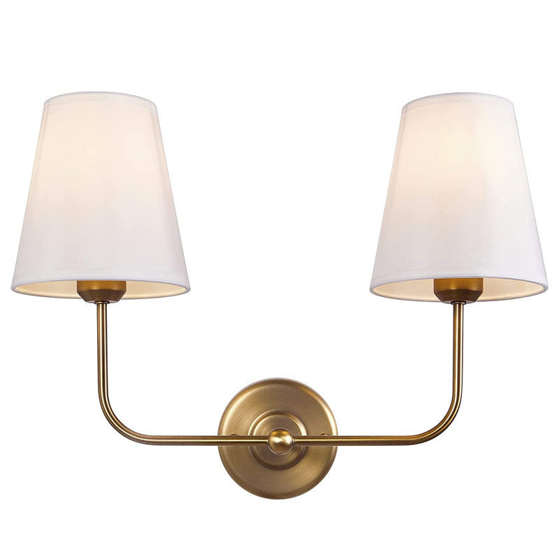 Modern Wall Sconce with Brass Arm and Linen Shade