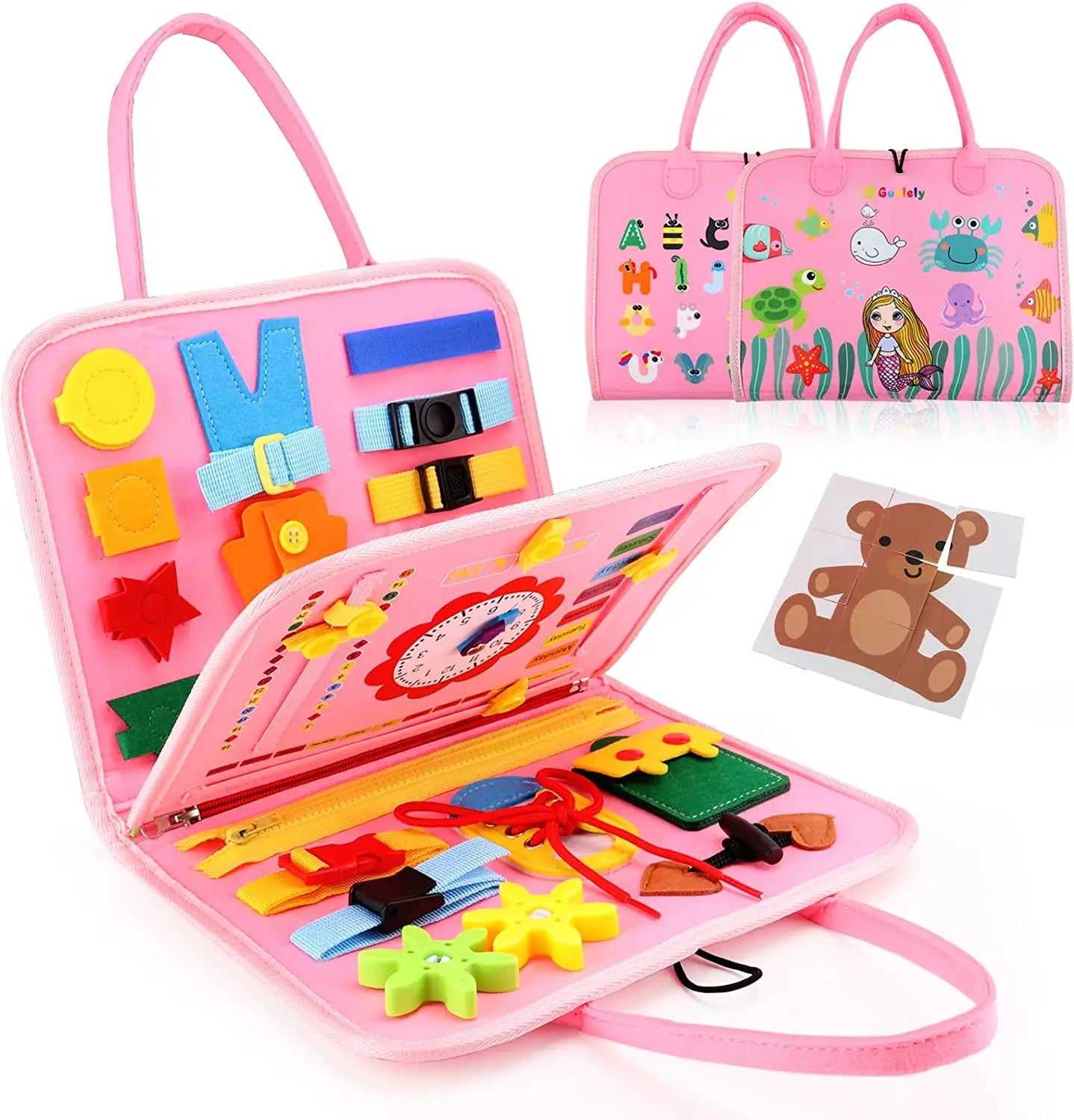Montessori Toddler Busy Board with Dressing Activities