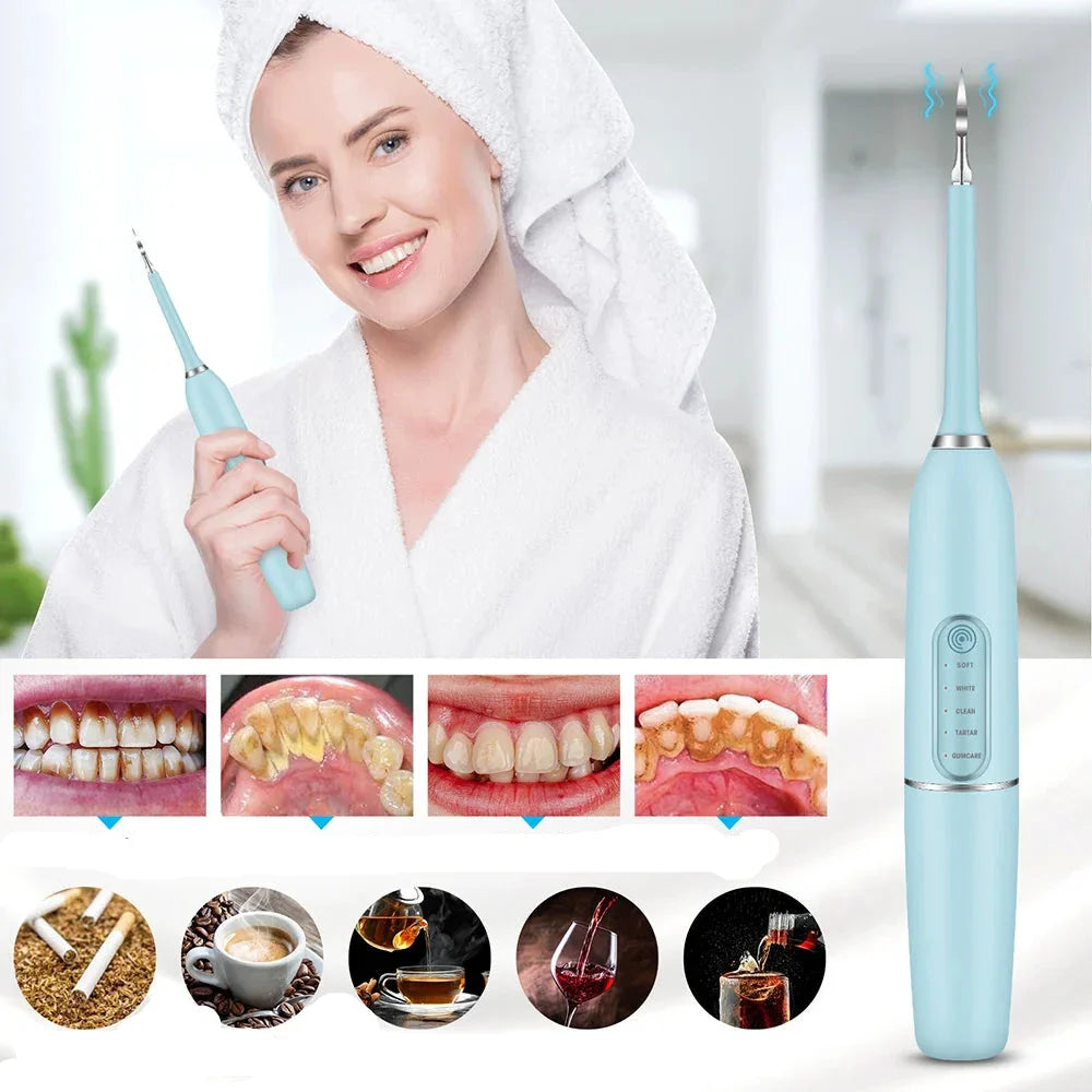 Sonic Teeth Cleaning Device Set with Plaque Removal Tips