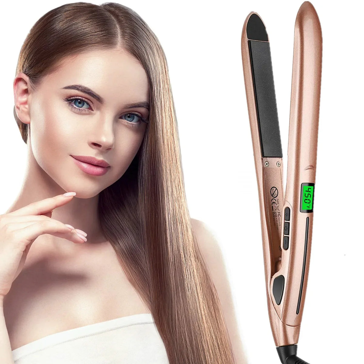 Ceramic Hair Straightener with LCD Temperature Display