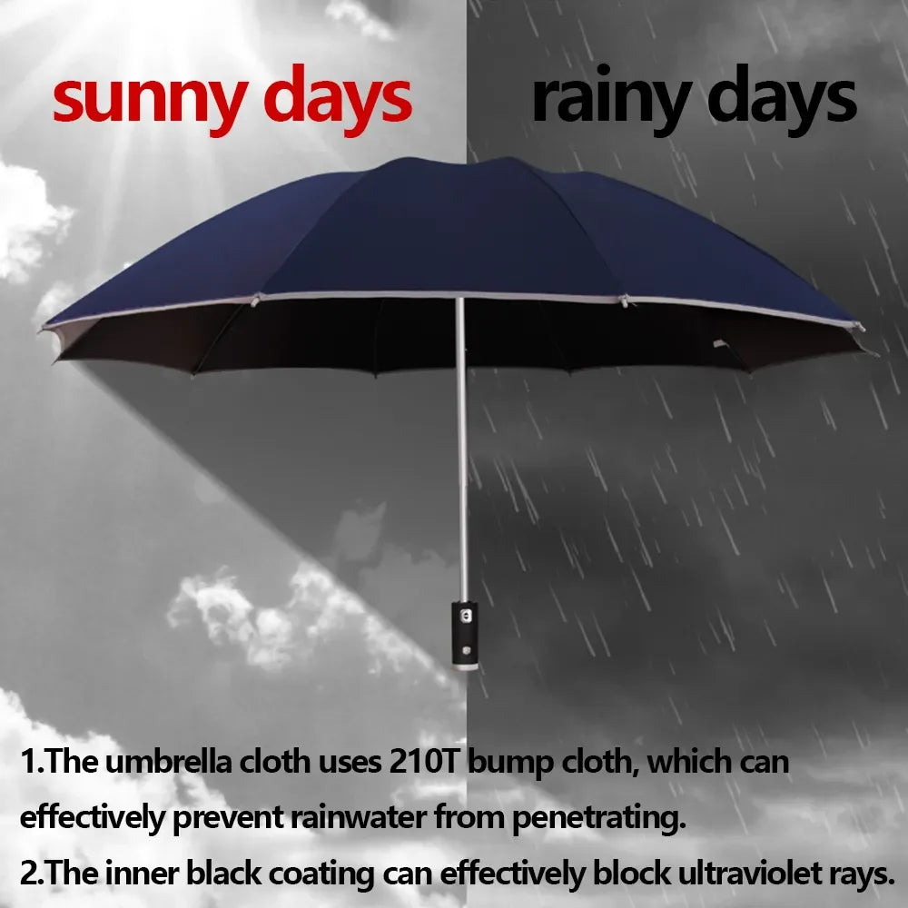 Automatic Folding Waterproof Umbrella with LED Flashlight