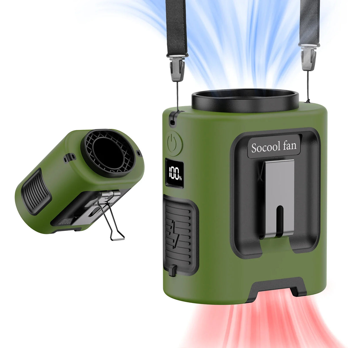 Portable 5000mAh Waist Fan with Four Speed Settings for Outdoor Use