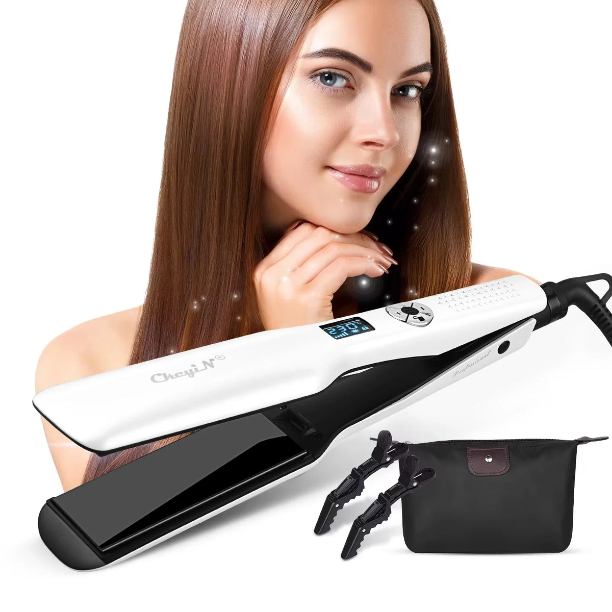 Tourmaline Ceramic Hair Straightener with LCD Display