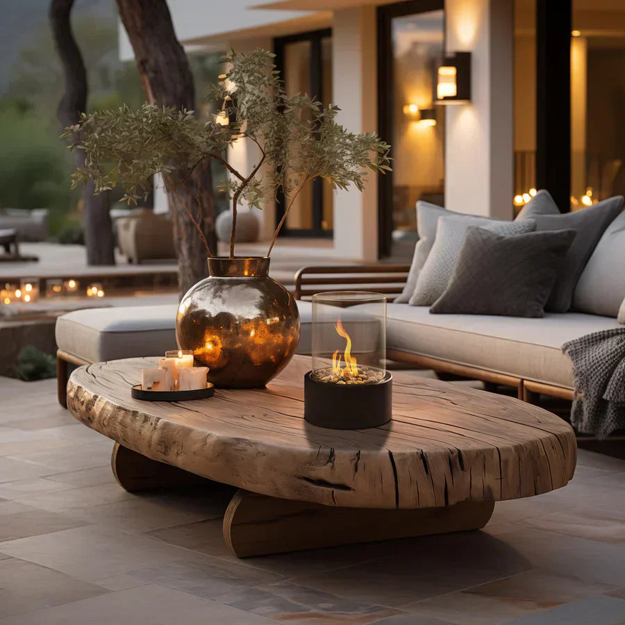 Portable Tabletop Fireplace with Cobblestones for Modern Home